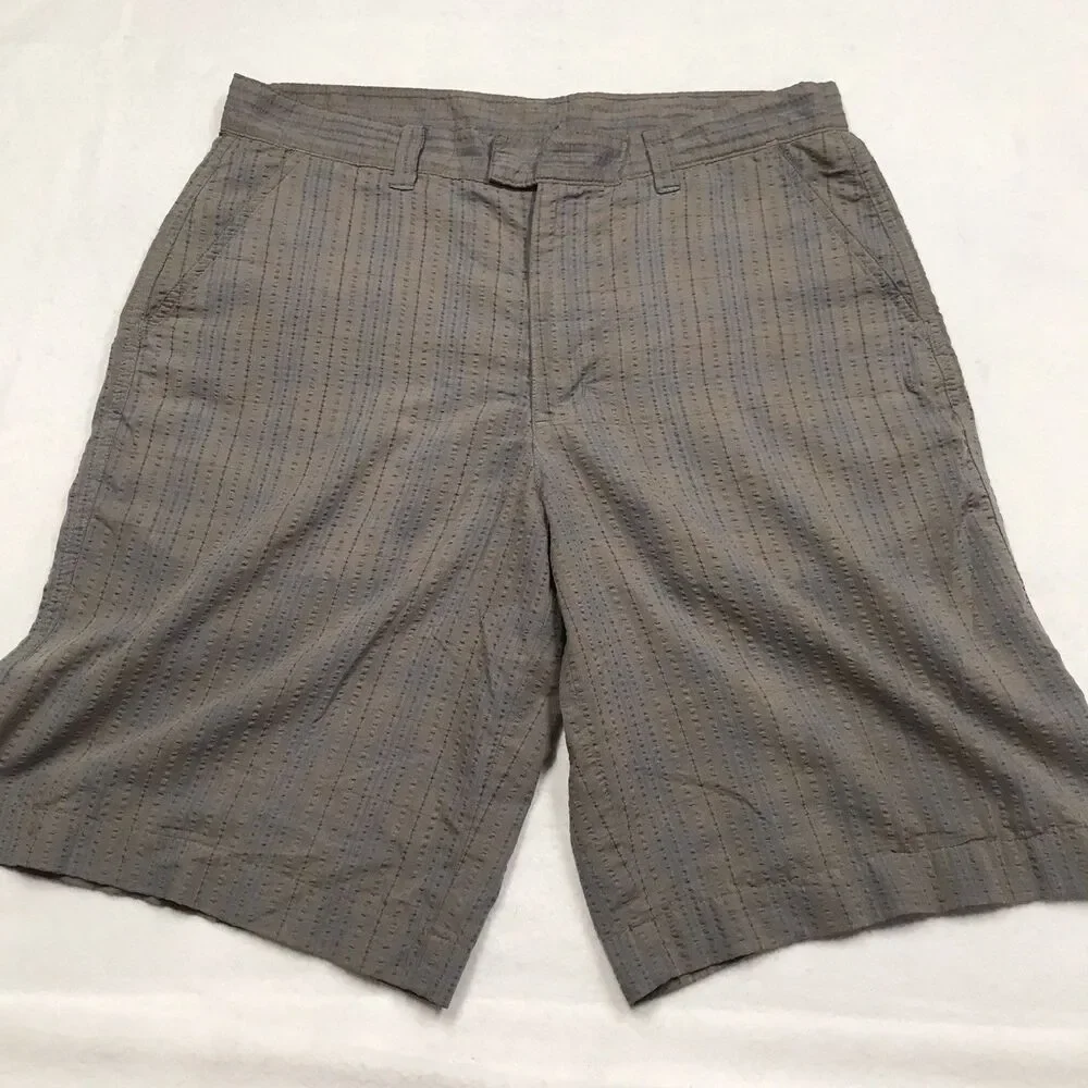 PATAGONIA Thrift Seersucker Shorts Men 32 Gray Striped Bermuda Y2K Late 90s